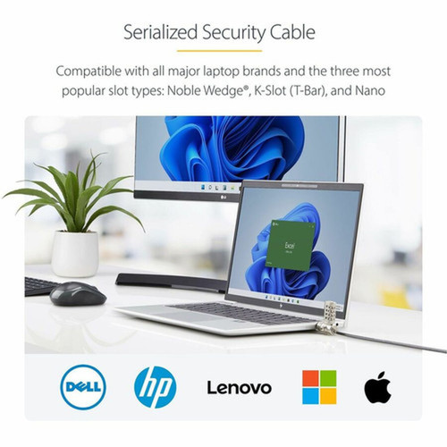 StarTechcom 25-Pack Universal Laptop Lock 66ft Serialized Combo Security Cable For Notebook Compatible wNoble - 25-Pack universal UNIVCS25-LAPTOP-LOCK