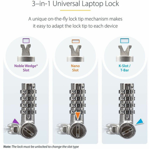 StarTechcom 25-Pack Universal Laptop Lock 66ft Serialized Combo Security Cable For Notebook Compatible wNoble - 25-Pack universal UNIVCS25-LAPTOP-LOCK