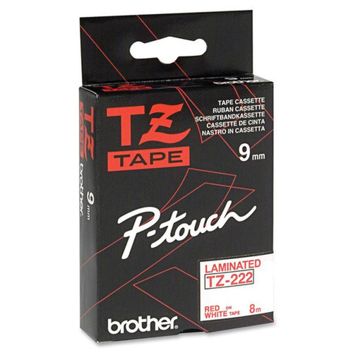 Brother_TZe_Red_on_White_Label_Tape_-_2364_Width_x_26_14_ft_Length_-_Rectangle_-_Thermal_Transfer_-_White_-_1_Each_TZE222