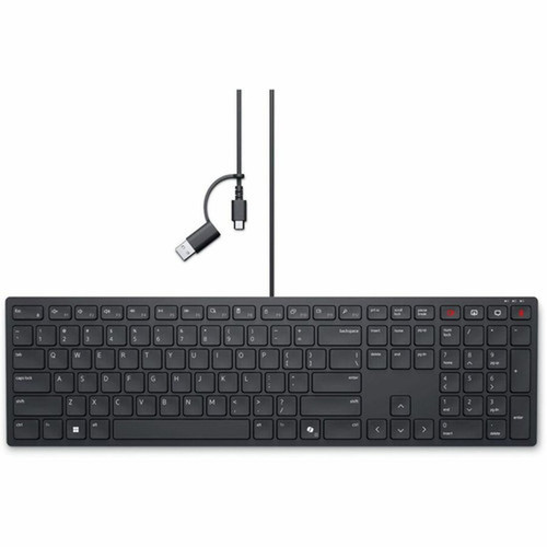 Dell Wired Collaboration Keyboard - KB525C - Cable Connectivity - USB Type C USB Type A Interface - 15 Screen Sharing CoPilot Video KB525C-US-DAO