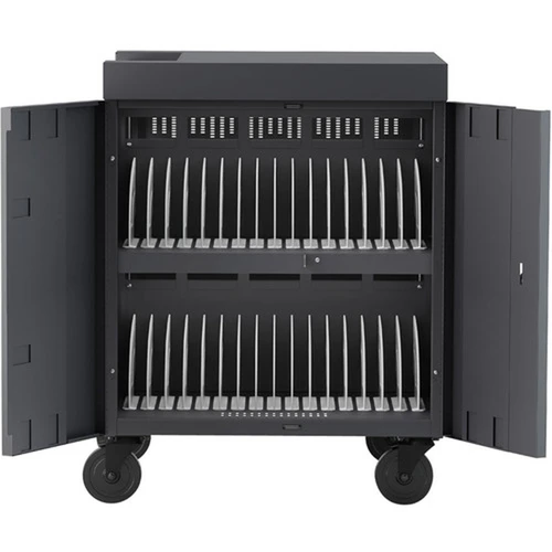 Bretford CUBE Cart - 2 Shelf - PushPull Handle - 4 Casters - Steel - 30 Width x 265 Depth x 375 Height - Orchid - For 36 Devices TVC36PAC-270ORC