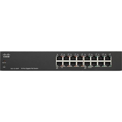 Cisco SG110-16HP Ethernet Switch - 16 Ports - 101001000Base-T - Refurbished - 2 Layer Supported - Twisted Pair - Wall Mountable SG110-16HP-NA-RF