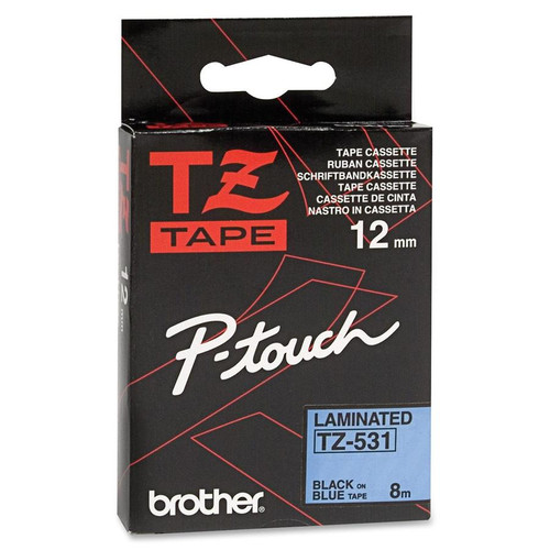 Brother TZE531 Label Tape - 15/32" Width x 26 1/4 ft Length - Rectangle - Blue - 1 Roll (Fleet Network)