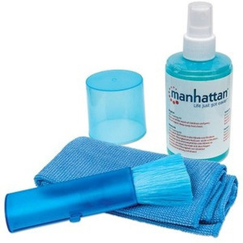 Manhattan LCD Cleaning Kit Alcohol-free Includes Cleaning Solution 200ml Brush and Microfibre Cloth Ideal for use on  Three - - 421027
