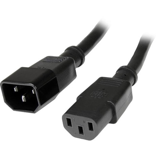 StarTech.com 2 ft Standard Computer Power Cord Extension - C14 to C13 - 250 V AC - 10 A - Black (Fleet Network)