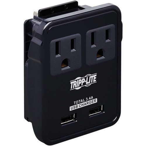 Tripp Lite by Eaton Safe-IT SK2UTRAVAM 4-Outlets Power Plug - 2 x NEMA 5-15R 2 x USB Receptacle - 120 V AC  10 A 230 V AC - Black SK2UTRAVAM