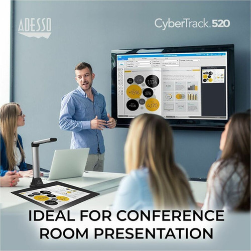 Adesso 5 Megapixel Fixed-Focus A4 Document Camera Scanner with OCR Text Recognition - CMOS CYBERTRACK 520