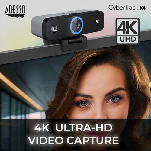 Adesso CyberTrack K4 Webcam - 8 Megapixel - 30 fps - USB 20 - 1 Each - 3840 x 2160 Video - CMOS Sensor - Fixed Focus - 120deg Angle CYBERTRACK K4