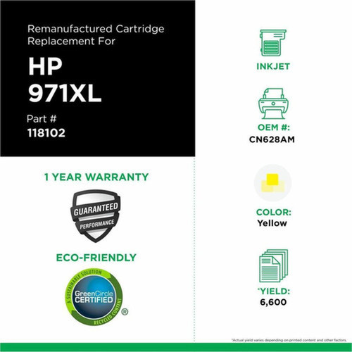 CIG Remanufactured High Yield Inkjet Ink Cartridge - Alternative for HP 971XL CN628AM - Yellow - 1 Each - 6600 Pages 118102