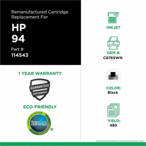 CIG Remanufactured Inkjet Ink Cartridge - Alternative for HP C8765WN - Black Each - 480 Pages 114543
