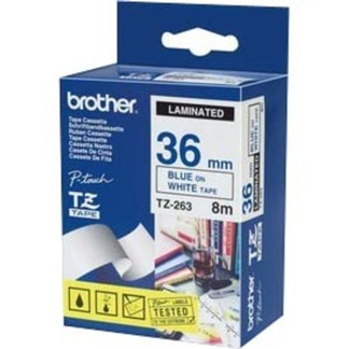 Brother TZe-263 Label Tape - 1 27/64" Width x 26 1/4 ft Length - Thermal Transfer - White (Fleet Network)