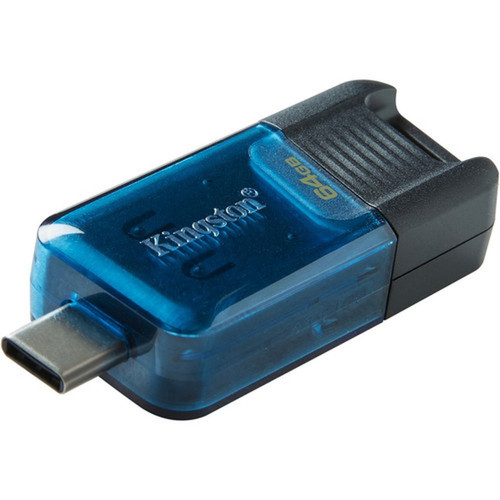 Kingston DataTraveler 80 M 64GB USB 32 Gen 1 Type C Flash Drive - 64 GB - USB 32 Gen 1 Type C - 200 MBs Read Speed - 200 MBs DT80M64GB