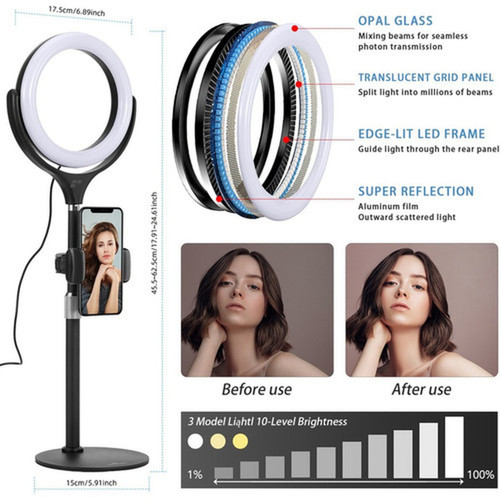 Ergopixel Desktop Tripod Stand With LED Ring Light - Black - Tripod Mount - Black EP-PC0001