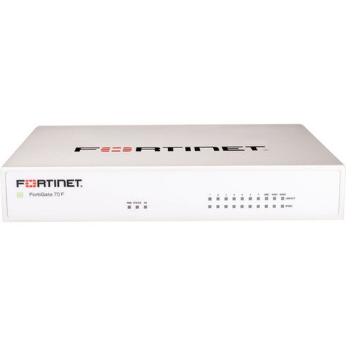 Fortinet FortiGate FG-70F Network SecurityFirewall Appliance - Intrusion Prevention - 9 Port - 101001000Base-T - Gigabit Ethernet - FG-70F-BDL-950-12