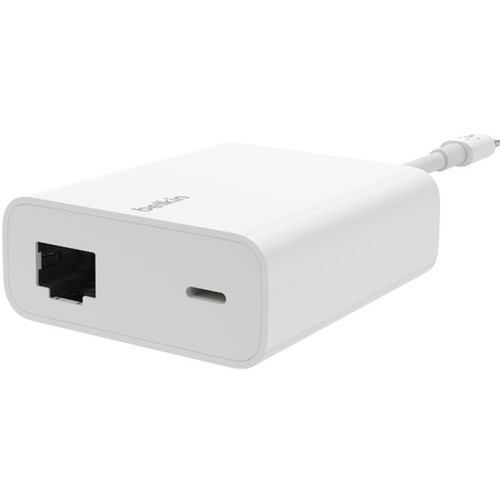 Belkin Ethernet  Power Adapter with Lightning Connector - Lightning - 180 MBs Data Transfer Rate - 1 Ports - 1 - Twisted Pair - - F8J227DSWHT
