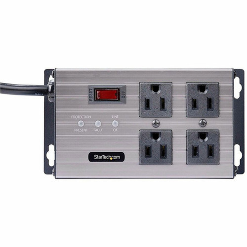 StarTechcom 4-Outlet Industrial Power Strip 125V15A EMIRFI Isolation Surge Protection Mountable PDU 8ft NEMA 5-15P Cord UL - - 4N515S8-POWER-STRIP