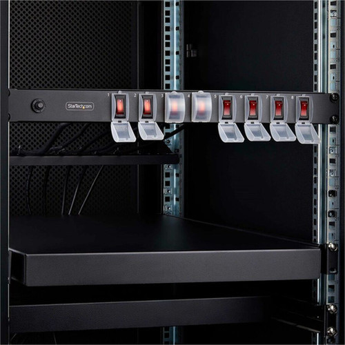 StarTechcom 8-Outlet Horizontal Rack Mount PDU 1U Power Strip Outlet OnOff Switches 15A Circuit Breaker 8ft24m Cord NEMA - 1U 8NS8-RACK-MOUNT-PDU