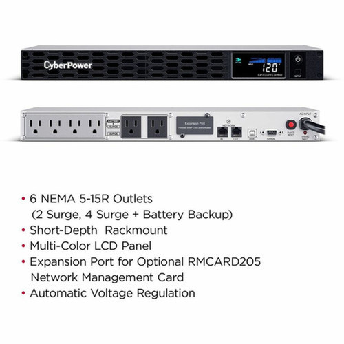 CyberPower PFC Sinewave CP700PFCRM1U 700VA Rack-mountable UPS - 1U Rack-mountable - AVR - 8 Hour Recharge - 150 Minute Stand-by - 120 CP700PFCRM1U