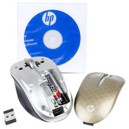 HP 24GHz Wireless Mobile Mouse - Optical - Wireless - Radio Frequency - 240 GHz - Butter Gold - USB - 1750 dpi - Scroll Wheel - 4 - 0