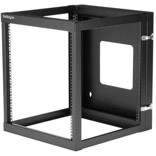 StarTechcom 4-Post 12U Hinged Wall-Mount Network Rack 19 Open Frame Server Rack Wall Mount Data Rack for IT Computer Equipment - RK1219WALLOH