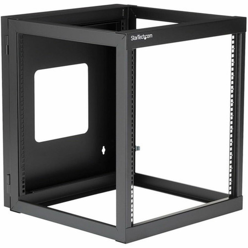 StarTechcom 4-Post 12U Hinged Wall-Mount Network Rack 19 Open Frame Server Rack Wall Mount Data Rack for IT Computer Equipment - RK1219WALLOH