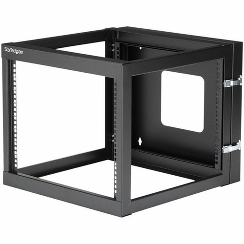 StarTechcom 4-Post 8U Hinged Wall-Mount Network Rack 19 Open Frame Server Rack Wall Mount Data Rack for IT Computer Equipment - - RK819WALLOH