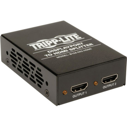 Tripp Lite by Eaton Displayport to 2 X HDMI Splitter - 2 Port - DisplayPort - 2 x HDMI Out - TAA Compliant B156-002-HDMI