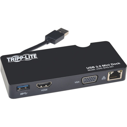 Tripp Lite by Eaton USB 30 HDMI  VGA Mini Docking Station with Gigabit Ethernet - for NotebookTablet PC - USB 30 - 1 x USB Ports - U342-SHG-001