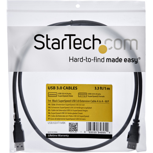 StarTechcom_1m_Black_SuperSpeed_USB_30_Extension_Cable_A_to_A_-_MF_-_33_ft_USB_Data_Transfer_Cable_-_First_End_1_x_Type_A_Male_-_USB3SEXT1MBK