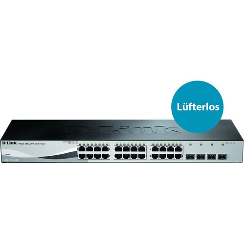 D-Link WebSmart DGS-1210-28 Ethernet Switch - 24 Ports - Manageable - 2 Layer Supported - Twisted Pair, Optical Fiber - 1U High - (Fleet Network)