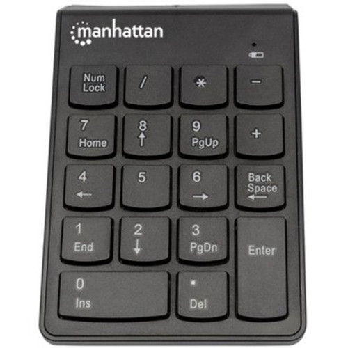 Manhattan Numeric Keypad Wireless 24GHz USB-A Micro Receiver 18 Full Size Keys Black Membrane Key Switches Auto Power Range - 178846