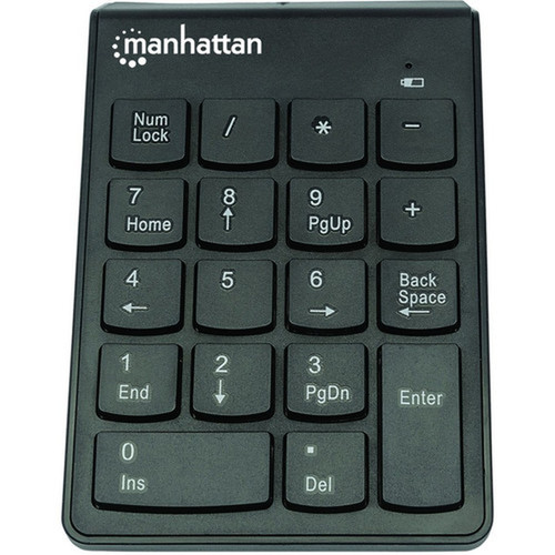 Manhattan Numeric Keypad Wireless 24GHz USB-A Micro Receiver 18 Full Size Keys Black Membrane Key Switches Auto Power Range - 178846