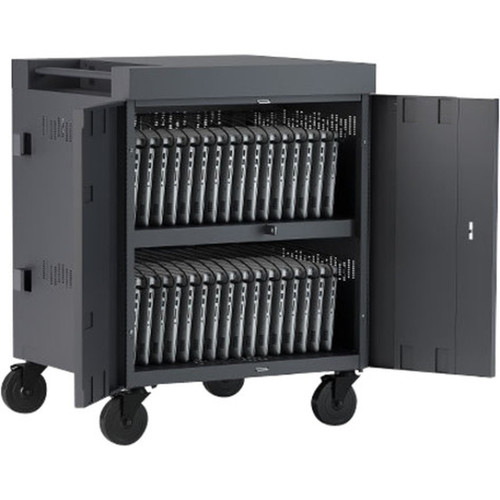 Bretford CUBE Cart - 2 Shelf - 4 Casters - 5 127 mm Caster Size - Steel - 30 Width x 265 Depth x 375 Height - Black Pumice - TVC36PAC-BP