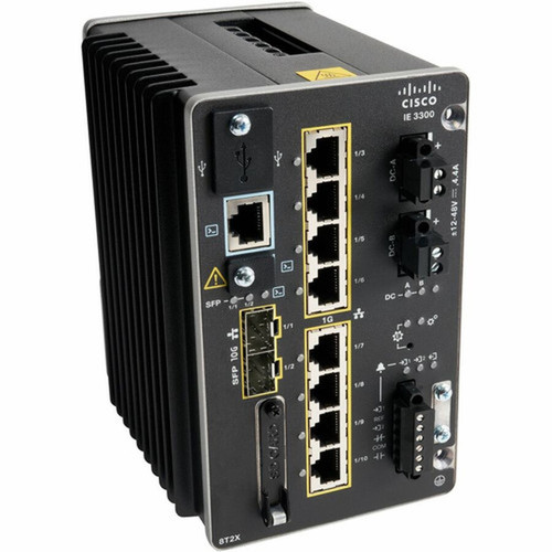 Cisco Catalyst IE-3300-8T2S Rugged Switch - 8 Ports - Manageable - 3 Layer Supported - Modular - 2 SFP Slots - Twisted Pair Optical - IE-3300-8T2S-E