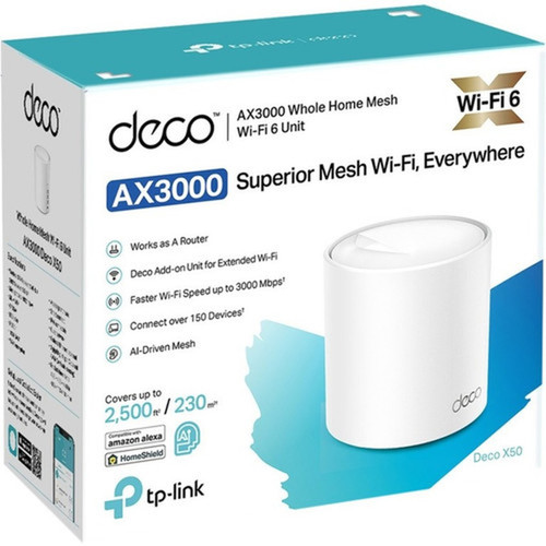 TP-Link Deco X50 Wi-Fi 6 IEEE 80211 abgnacax Ethernet Wireless Router - Dual Band - 240 GHz ISM Band - 5 GHz UNII Band - 2 x x DECO X502-PACK