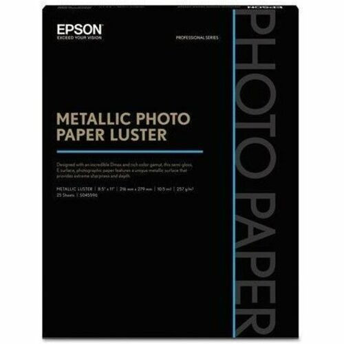 Epson Photo Paper - Letter - 8 1/2" (215.90 mm) x 11" (279.40 mm) - Metallic, Luster - 25 Sheet (Fleet Network)