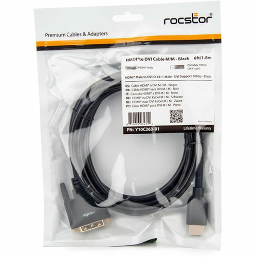 Rocstor Premium HDMI to DVI-D Digital Video Cable - 6 ft DVI-DHDMI Video Cable for AudioVideo Device Digital Signage Display Home Y10C263-B1