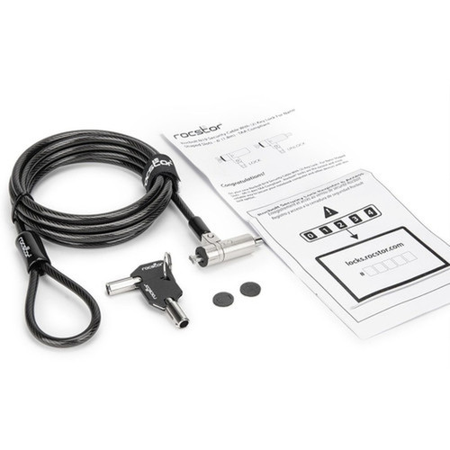 Rocstor N19 Security Cable Lock For Nano-Shaped Slots - 2 Keys - TAA - Resettable - 4-digit - Combination LockKeyed Lock - Carbon - Y1RB008-B1