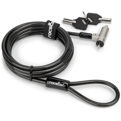 Rocstor N19 Security Cable Lock For Nano-Shaped Slots - 2 Keys - TAA - Resettable - 4-digit - Combination LockKeyed Lock - Carbon - Y1RB008-B1