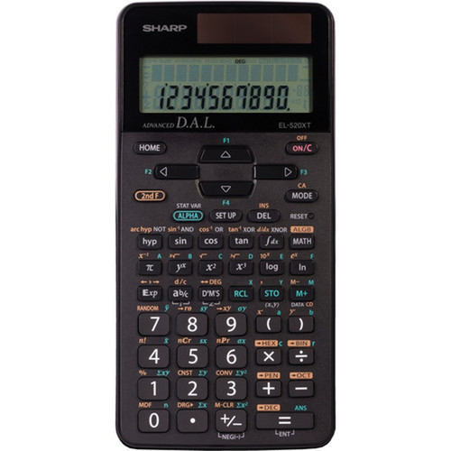 Sharp EL-520XTBBK Scientific Calculator - 419 Functions - 2 Lines - 10 Digits - BatterySolar Powered - 06 x 33 x 53 - Black - EL520XTBK