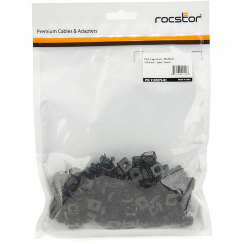 Rocstor M5 Rack Cage Nuts - 100 Pack - Cage Nut - Stainless Steel Steel - Black - 100  Pack Y10E079-B1