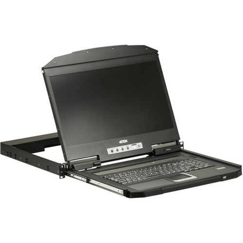 ATEN 1U Ultra Short Depth Single Rail WideScreen LCD Console USB  HDMI - 1 Computers - 185 LED - Full HD - 1920 x 1080 - 4 x - CL3700NW