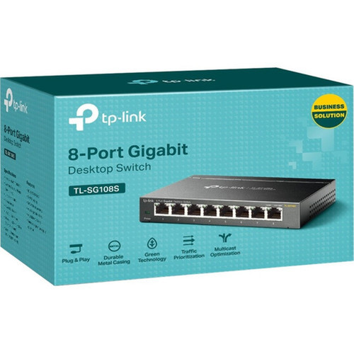 TP-Link 8-Port 101001000Mbps Desktop Switch - 8 Ports - 2 Layer Supported - Twisted Pair - Desktop Wall Mountable - 3 Year Limited TL-SG108S