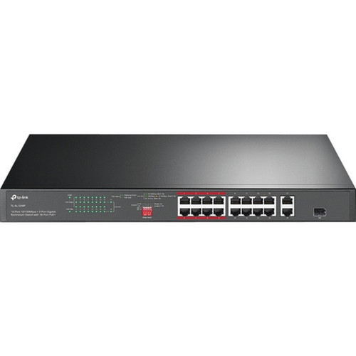 TP-Link 16-Port 10100 Mbps  2-Port Gigabit Rackmount Switch with 16-Port PoE - 16 Ports - 2 Layer Supported - Modular - 1 SFP Slots TL-SL1218P