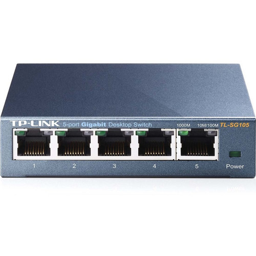 TP-LINK TL-SG105 5-Port 10/100/1000Mbps Desktop Gigabit Steel Cased Switch - 5 Ports - 2 Layer Supported - Twisted Pair - Desktop (Fleet Network)