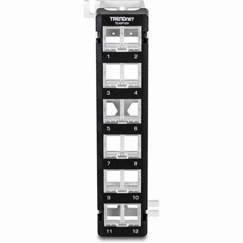 TRENDnet 12-Port Blank Angled Wall Mount Keystone Patch Panel - 12 Ports - Black Powder Coat - Wall Mountable TC-KP12V