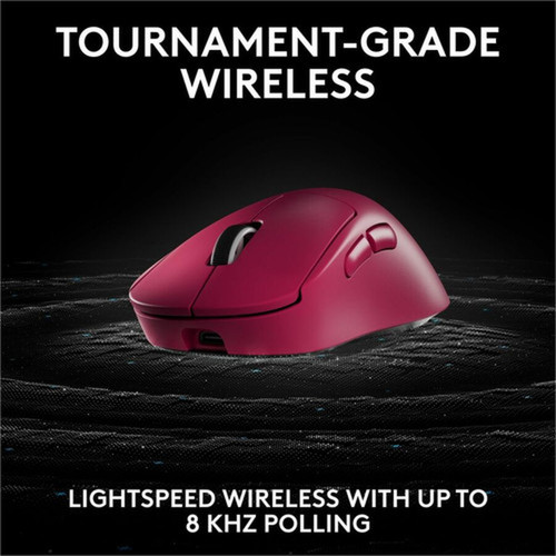 Logitech G PRO X SUPERLIGHT 2 DEX Gaming Mouse - HERO 2 - Wireless - Radio Frequency - 240 GHz - Rechargeable - Magenta - USB 20 - - 910-007371