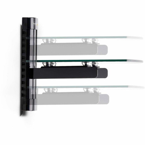 StarTechcom Floating Wall-Mounted AV Shelf Adjustable Height Shelf For Under TV AV Equipment Black Tempered Glass Shelf - Floating 1B-WALL-MOUNT-SHELF