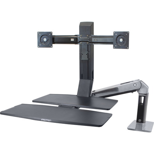 Ergotron WorkFit Mounting Arm for Flat Panel Display - Polished Black - 22" Screen Support - 11.34 kg Load Capacity (Fleet Network)