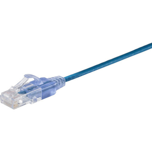 Monoprice 10-Pack SlimRun Cat6A Ethernet Network Patch Cable 10ft Blue - 10 ft Category 6a Network Cable for PC Server Printer - 15166